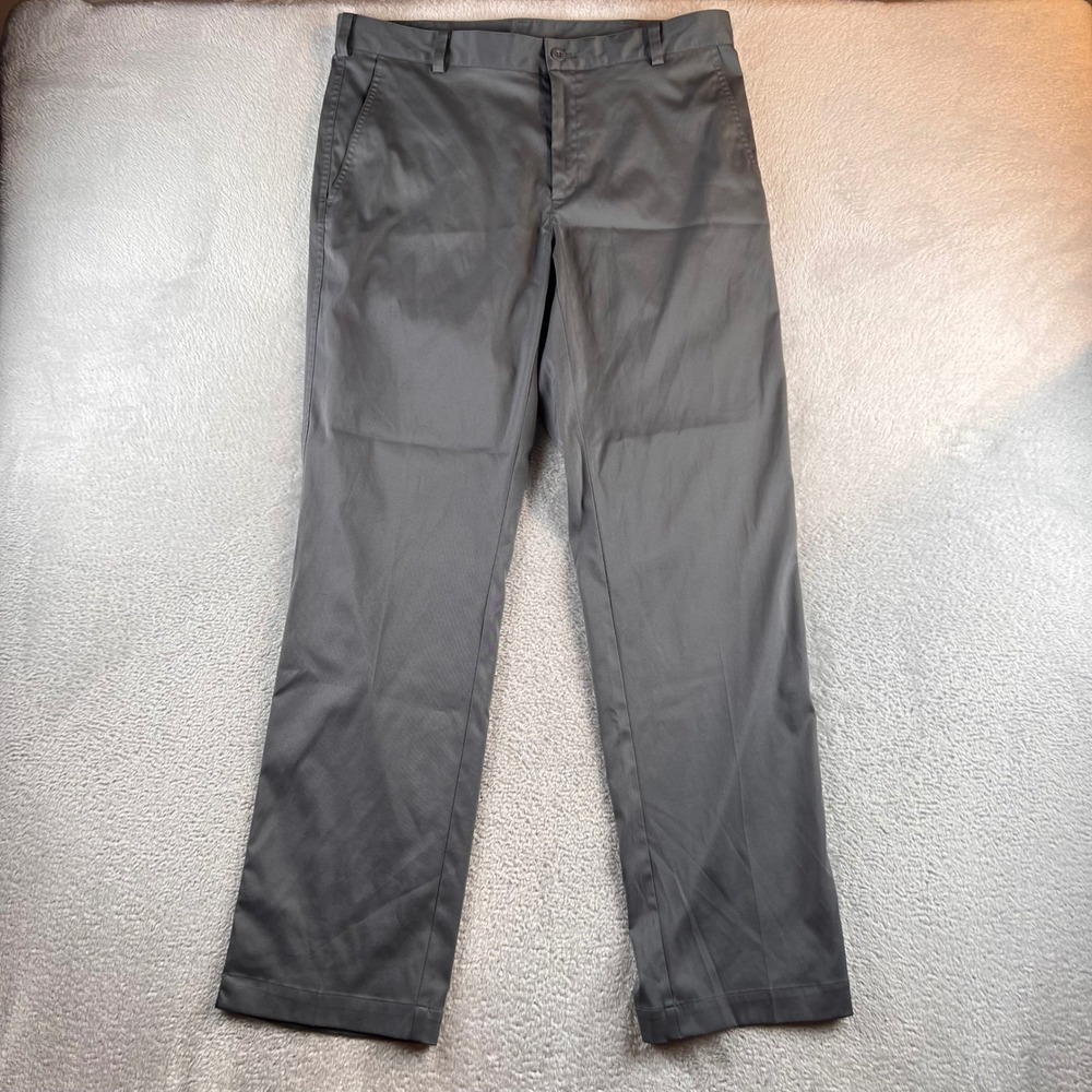 Nike Golf Dri-FIT Flat Front Pants Mens 34x32 Gray 472532-021 Chino Trousers